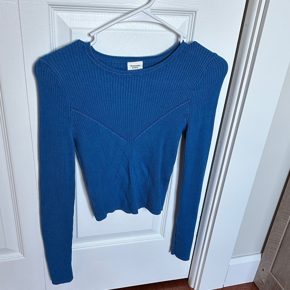 Abercrombie & Fitch Blue Ribbed Women's Sweatshirt